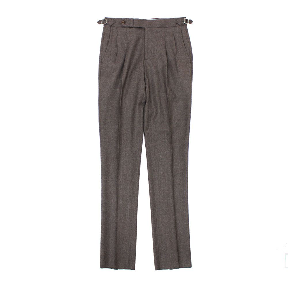 2プリーツ サイドバックル トラウザース ブラウン | RING JACKET