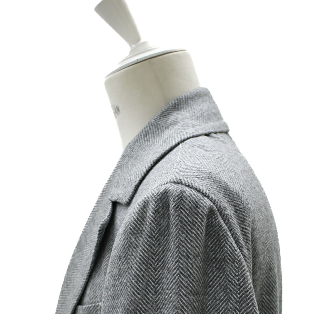 ring jacket ヘリンボーンコート グレー ライトグレーヘリンボン ポロコート RC-74 | RING JACKET MEISTER