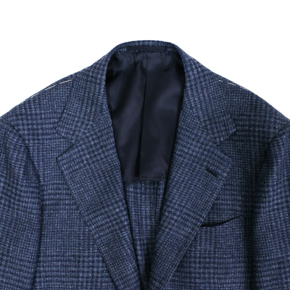 【新品未使用】 RINGJACKET MEISTER ネイビーチェックジャケット RING JACKET MEISTER 3B2プリーツスーツ【ネイビー/グレン